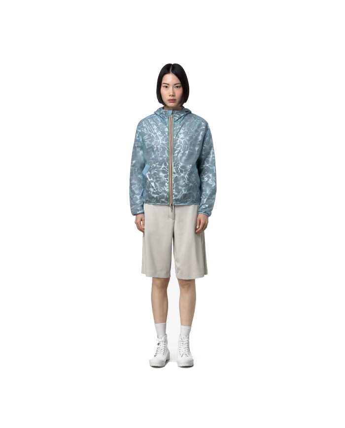 K-WAY GIACCA DONNA JACKET LAURETTE SUPER LIGHT LAMI DOUBLE BEIGE - BLUE LAMINATED K7137JW 126