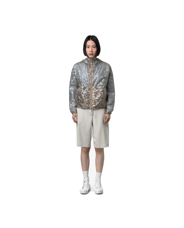 K-WAY GIACCA DONNA JACKET LAURETTE SUPER LIGHT LAMI DOUBLE BEIGE - BLUE LAMINATED K7137JW 126