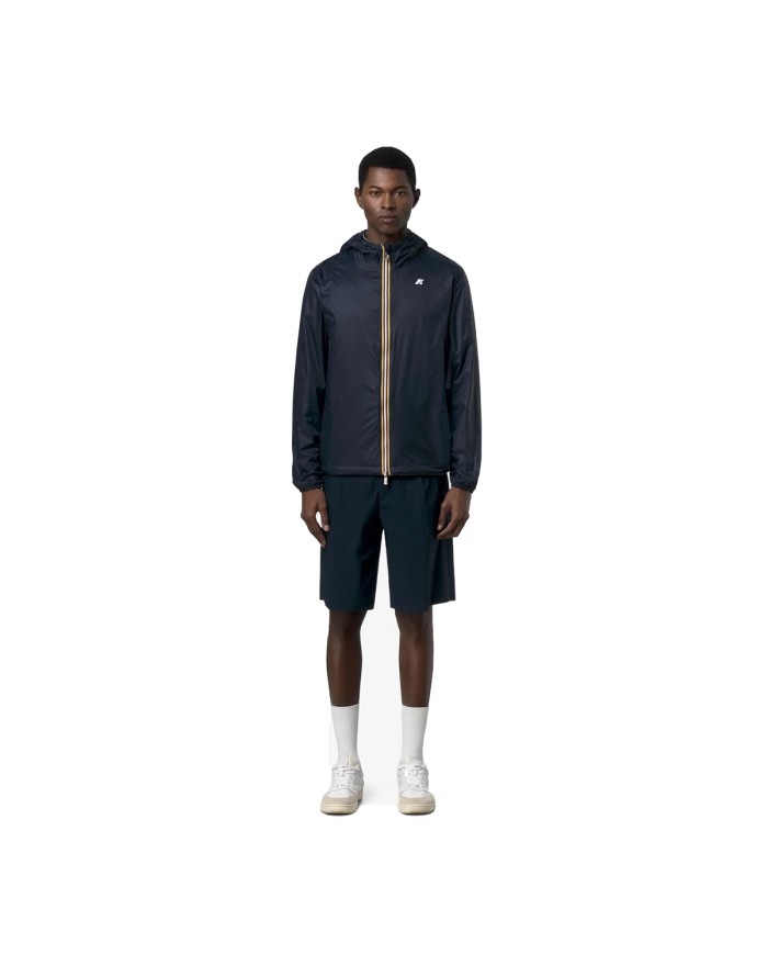 K-WAY GIACCA UOMO JACKET JAKE SDOUBLE INTERLOCK GREEN LIOCHEN BLUE DEPHT K8134TW 126