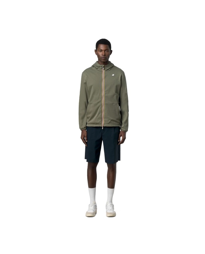 K-WAY GIACCA UOMO JACKET JAKE SDOUBLE INTERLOCK GREEN LIOCHEN BLUE DEPHT K8134TW 126