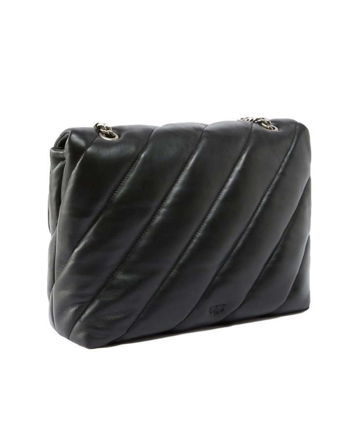 PINKO BORSA DONNA LOVE PUFF MAXI QUILT A TRACOLLA GRANDE BLACK SILVER 100037 126