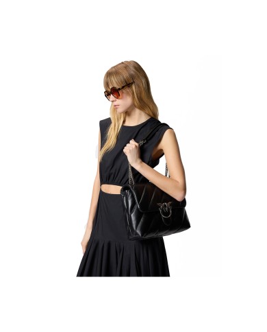 PINKO BORSA DONNA LOVE PUFF MAXI QUILT A TRACOLLA GRANDE BLACK SILVER 100037 126