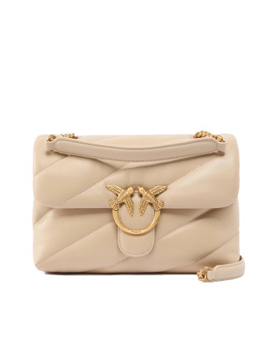 PINKO BORSA DONNA LOVE PUFF A TRACOLLA GRANDE NAPPA BUTTRFLY BEIGE GOLD 100038 126