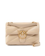 PINKO BORSA DONNA LOVE PUFF A TRACOLLA GRANDE NAPPA BUTTRFLY BEIGE GOLD 100038 126