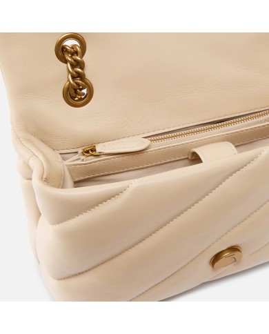 PINKO BORSA DONNA LOVE PUFF A TRACOLLA GRANDE NAPPA BUTTRFLY BEIGE GOLD 100038 126