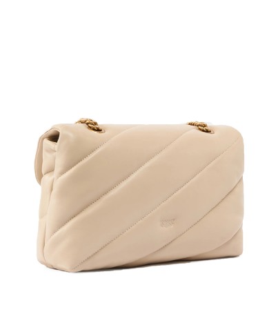 PINKO BORSA DONNA LOVE PUFF A TRACOLLA GRANDE NAPPA BUTTRFLY BEIGE GOLD 100038 126