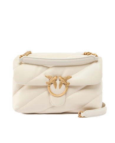 PINKO BORSA DONNA LOVE PUFF A TRACOLLA GRANDE NAPPA BUTTRFLY BIANCO GOLD 100038 126