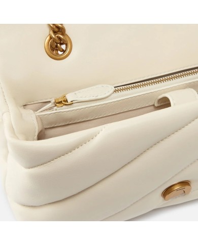 PINKO BORSA DONNA LOVE PUFF A TRACOLLA GRANDE NAPPA BUTTRFLY BIANCO GOLD 100038 126