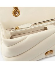PINKO BORSA DONNA LOVE PUFF A TRACOLLA GRANDE NAPPA BUTTRFLY BIANCO GOLD 100038 126