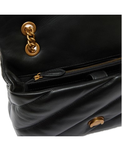PINKO BORSA DONNA LOVE PUFF A TRACOLLA GRANDE NAPPA BUTTRFLY BLACK GOLD 100038 126