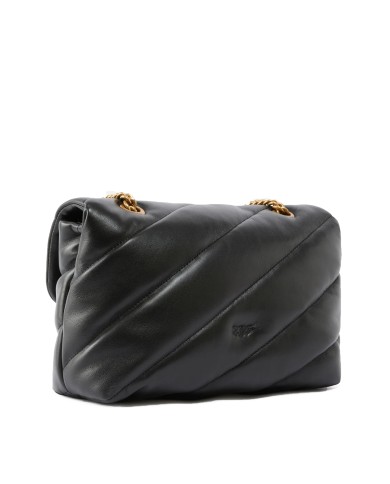 PINKO BORSA DONNA LOVE PUFF A TRACOLLA GRANDE NAPPA BUTTRFLY BLACK GOLD 100038 126