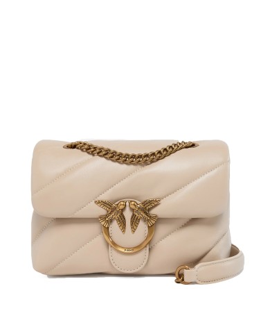 PINKO MINI BORSA DONNA LOVE PUFF A TRACOLLA NAPPA BUTTRFLY BEIGE GOLD 100039 126