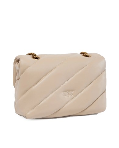PINKO MINI BORSA DONNA LOVE PUFF A TRACOLLA NAPPA BUTTRFLY BEIGE GOLD 100039 126