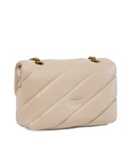 PINKO MINI BORSA DONNA LOVE PUFF A TRACOLLA NAPPA BUTTRFLY BEIGE GOLD 100039 126
