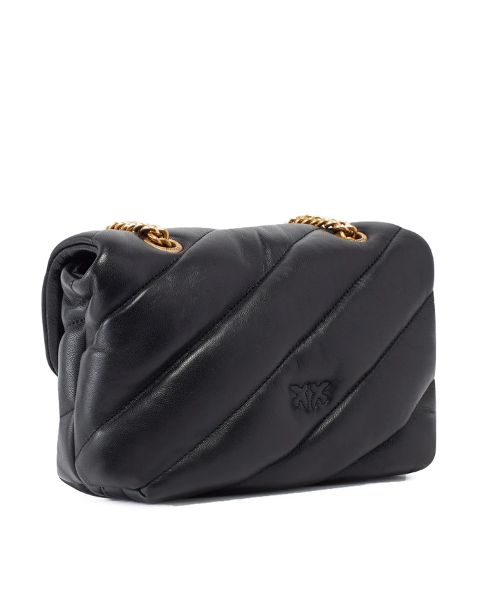 PINKO MINI BORSA DONNA LOVE PUFF A TRACOLLA NAPPA BUTTRFLY BLACK GOLD 100039 126