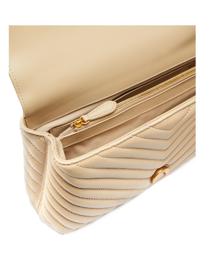 PINKO BORSA DONNA LOVE LADY PUFF MEDIA A MANO SHEEP BEIGE GOLD 100043 126