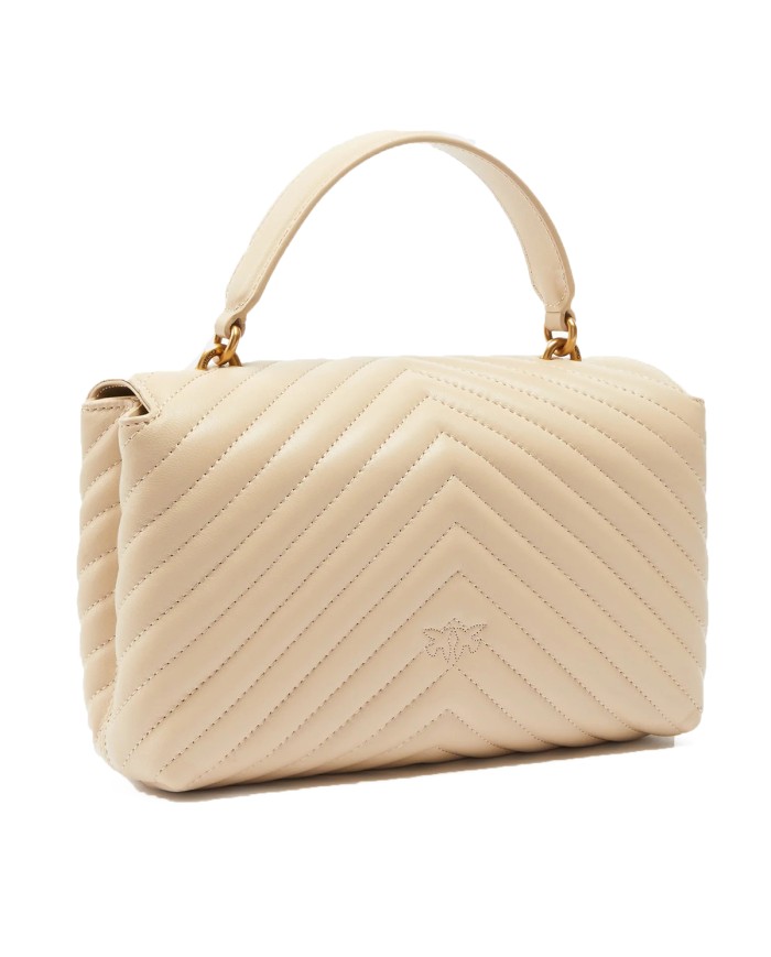 PINKO BORSA DONNA LOVE LADY PUFF MEDIA A MANO SHEEP BEIGE GOLD 100043 126
