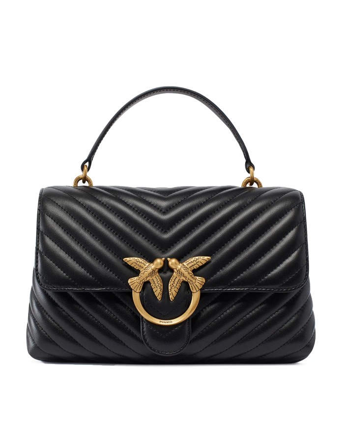 PINKO BORSA DONNA LOVE LADY PUFF MEDIA A MANO SHEEP BLACK GOLD 100043 126