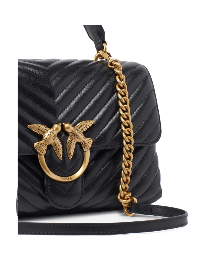 PINKO BORSA DONNA LOVE LADY PUFF MEDIA A MANO SHEEP BLACK GOLD 100043 126