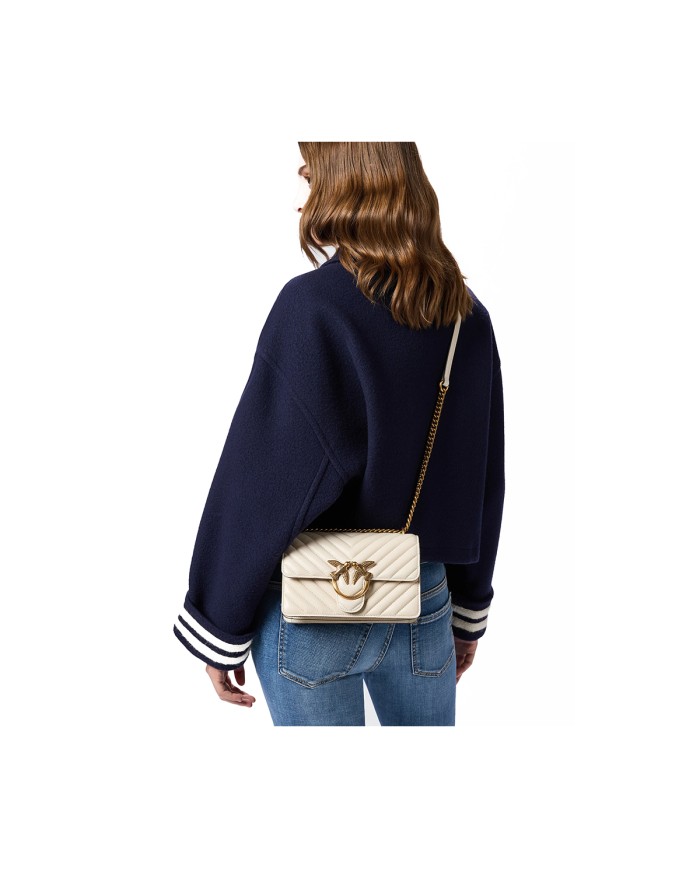 PINKO BORSA DONNA LOVE ONE PICCOLA DC SHEEP BIANCO GOLD 100074 126