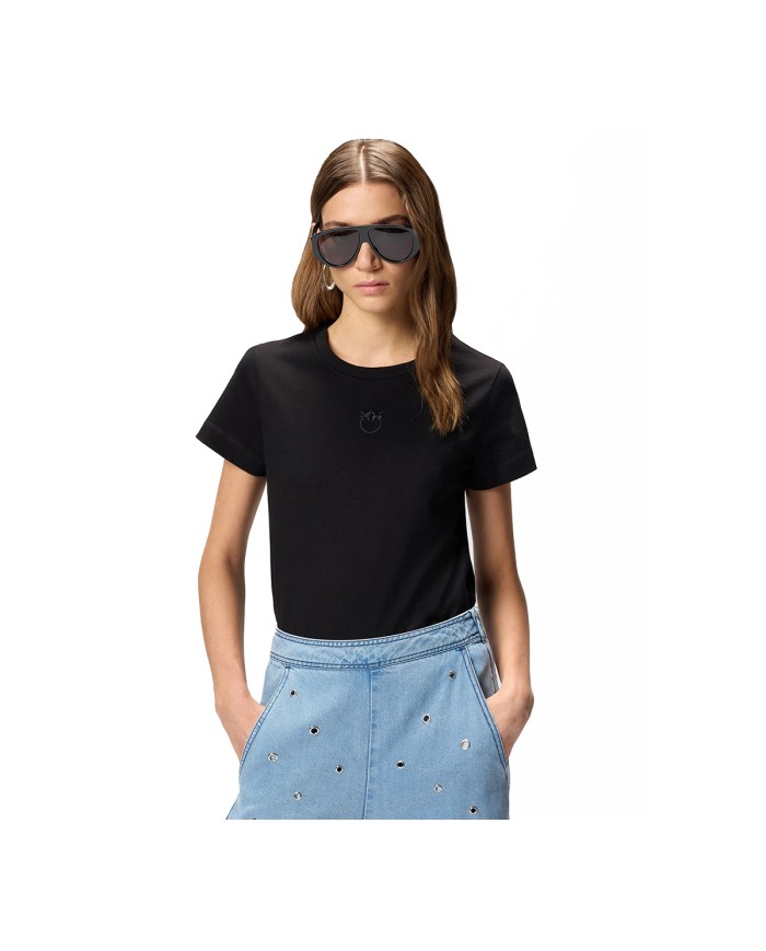 PINKO T SHIRT JERSEY PATCH NERO LIMOUSINE 100355 126