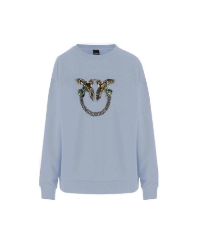 PINKO FELPA NELLY  LOGO RICAMO AZZURRO ARONA 100534 126
