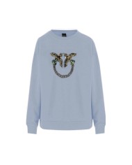 PINKO FELPA NELLY  LOGO RICAMO AZZURRO ARONA 100534 126