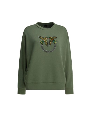 PINKO FELPA NELLY  LOGO RICAMO VERDE VERTIVER 100534 126