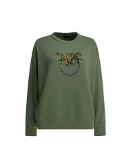 PINKO FELPA NELLY  LOGO RICAMO VERDE VERTIVER 100534 126