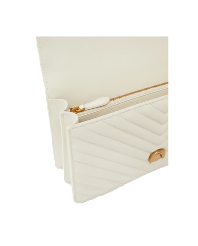 PINKO BORSA DONNA LOVE ONE MEDIA A TRACOLLA CHEVRON BIANCO GOLD 100941 126