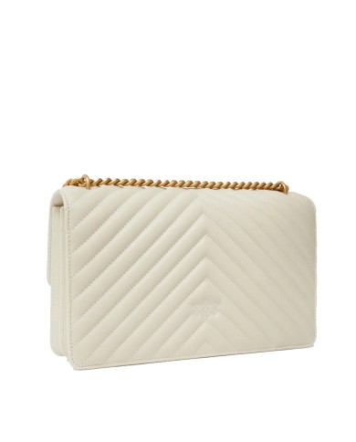 PINKO BORSA DONNA LOVE ONE MEDIA A TRACOLLA CHEVRON BIANCO GOLD 100941 126