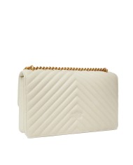 PINKO BORSA DONNA LOVE ONE MEDIA A TRACOLLA CHEVRON BIANCO GOLD 100941 126