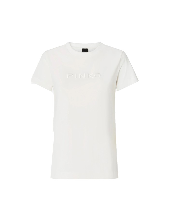 PINKO T-SHIRT START JERSEY RICAMO LOGO BIANCO NEVE 101752 126