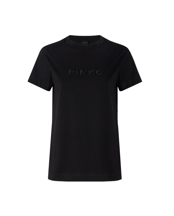 PINKO T-SHIRT START JERSEY RICAMO LOGO NERO LIMOUSINE 101752 126