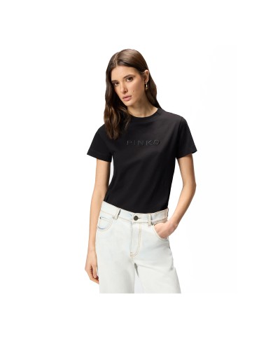 PINKO T-SHIRT START JERSEY RICAMO LOGO NERO LIMOUSINE 101752 126