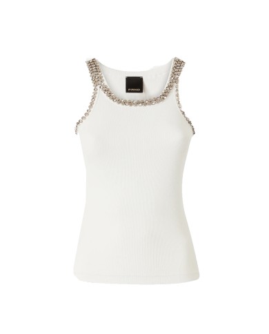 PINKO CANOTTA CORIANDOLI COSTINA BIANCO BRILLANTE 104109 126