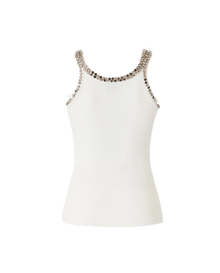 PINKO CANOTTA CORIANDOLI COSTINA BIANCO BRILLANTE 104109 126
