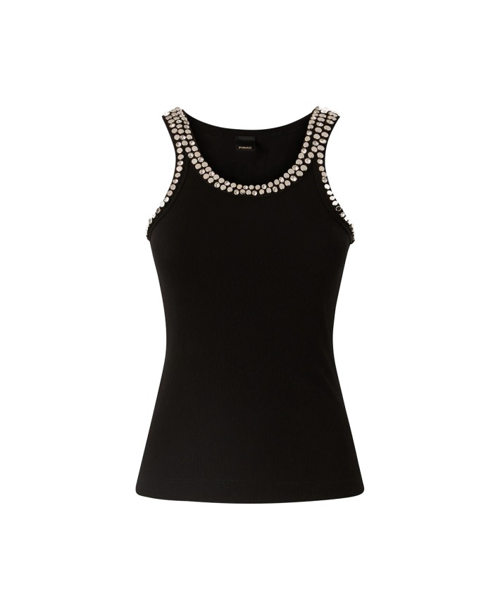 PINKO CANOTTA CORIANDOLI COSTINA NERO LIMOUSINE 104109 126