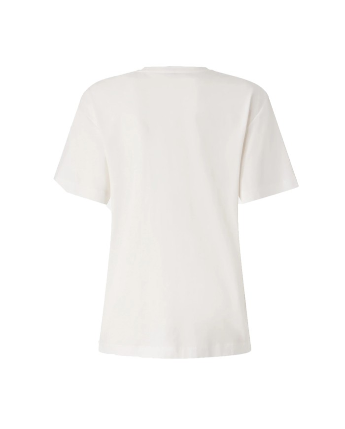 PINKO T-SHIRT STREPITOSO JERSEY CON APPLICAZIONE GIOIELLO LOVE BIRDS BIANCO NEVE 105526 126