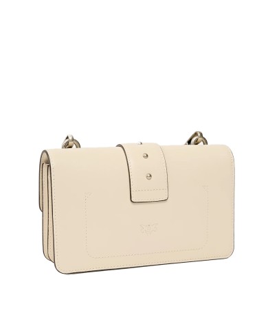 PINKO BORSA DONNA LOVE ONE PICCOLA A TRACOLLA CLASSIC VITELLO BIANCO E SILVER 105856 126