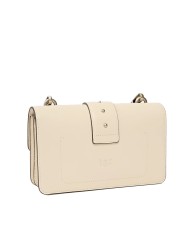 PINKO BORSA DONNA LOVE ONE PICCOLA A TRACOLLA CLASSIC VITELLO BIANCO E SILVER 105856 126