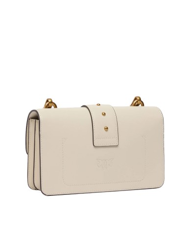 PINKO BORSA DONNA LOVE ONE PICCOLA A TRACOLLA CLASSIC VITELLO BIANCO E GOLD 105856 126