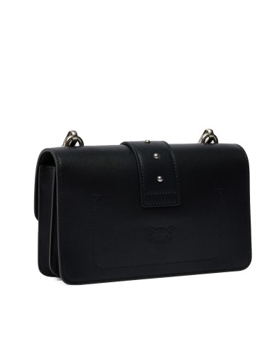 PINKO BORSA DONNA LOVE ONE PICCOLA A TRACOLLA CLASSIC VITELLO NERO E SILVER 105856 126