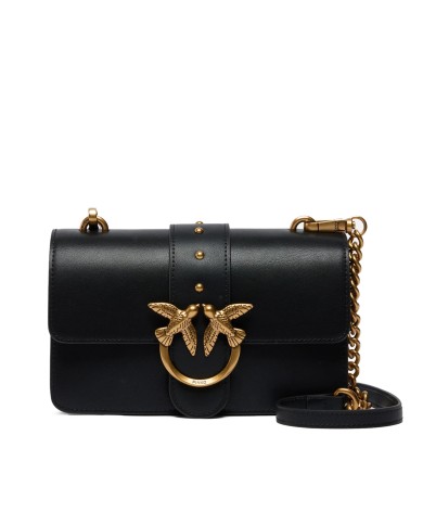 PINKO BORSA DONNA LOVE ONE PICCOLA A TRACOLLA CLASSIC VITELLO NERO E GOLD 105857 126