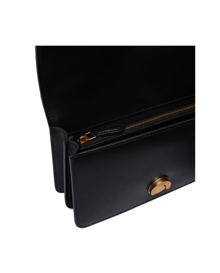 PINKO BORSA DONNA LOVE ONE PICCOLA A TRACOLLA CLASSIC VITELLO NERO E GOLD 105857 126