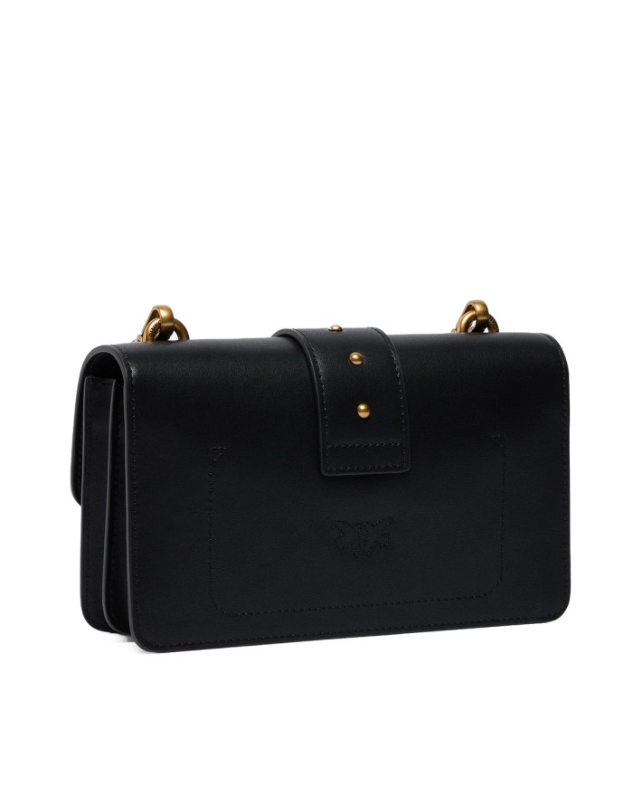 PINKO BORSA DONNA LOVE ONE PICCOLA A TRACOLLA CLASSIC VITELLO NERO E GOLD 105857 126