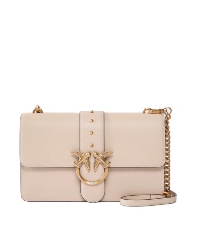 PINKO BORSA DONNA LOVE ONE MEDIA A MANO CLASSIC VITELLO BEIGE E GOLD 105857 126