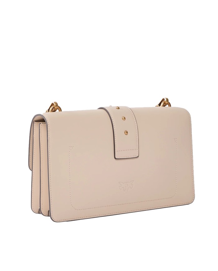 PINKO BORSA DONNA LOVE ONE MEDIA A MANO CLASSIC VITELLO BEIGE E GOLD 105857 126