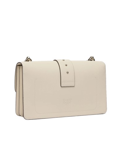 PINKO BORSA DONNA LOVE ONE MEDIA A MANO CLASSIC VITELLO BIANCO E SILVER 105857 126