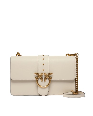 PINKO BORSA DONNA LOVE ONE MEDIA A MANO CLASSIC VITELLO BIANCO E GOLD 105857 126